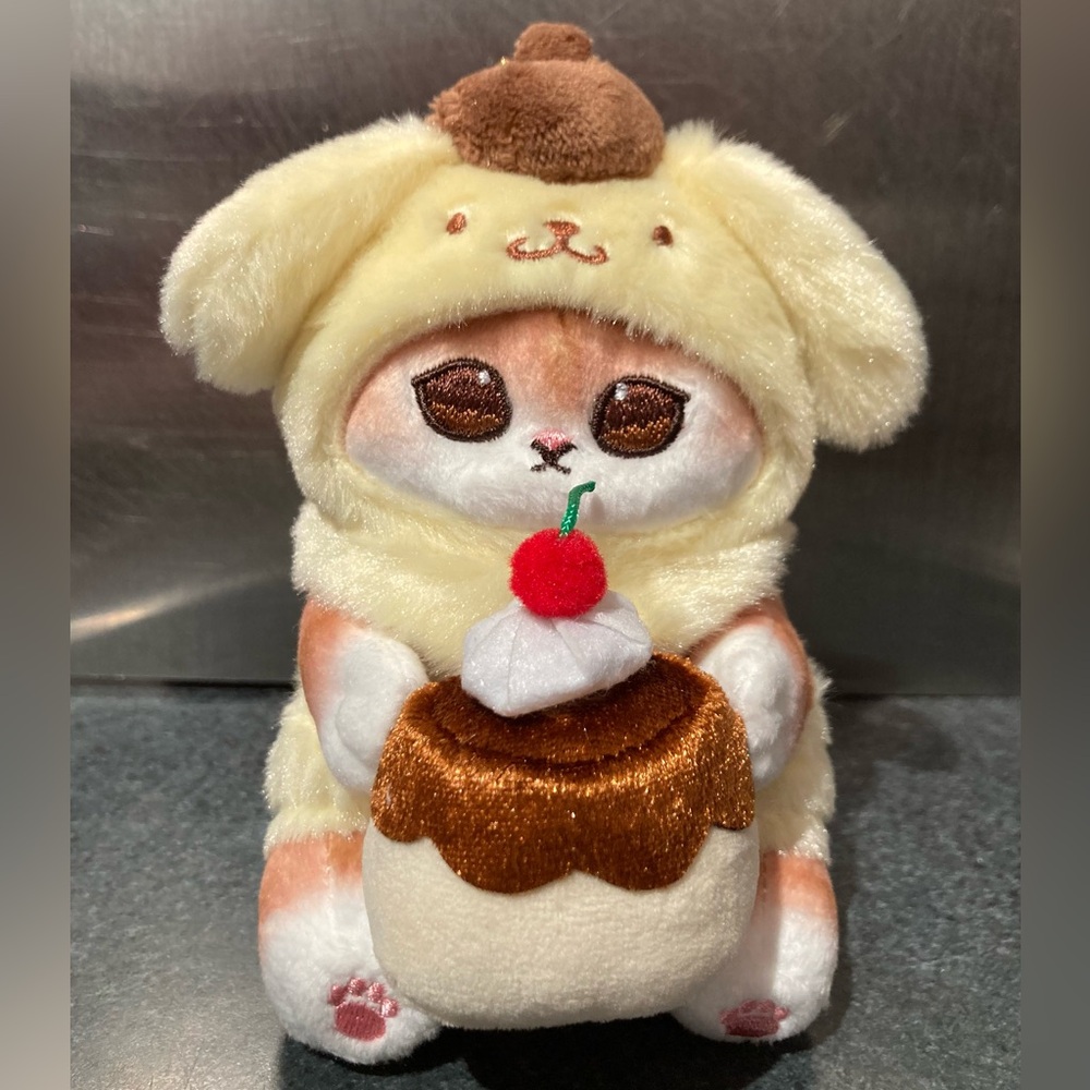 🍒🍮🐶🐱 15cm Sanrio Mofusand Cat Cross-Dressing Pom Pom Purin Puppy Cake Plush Doll